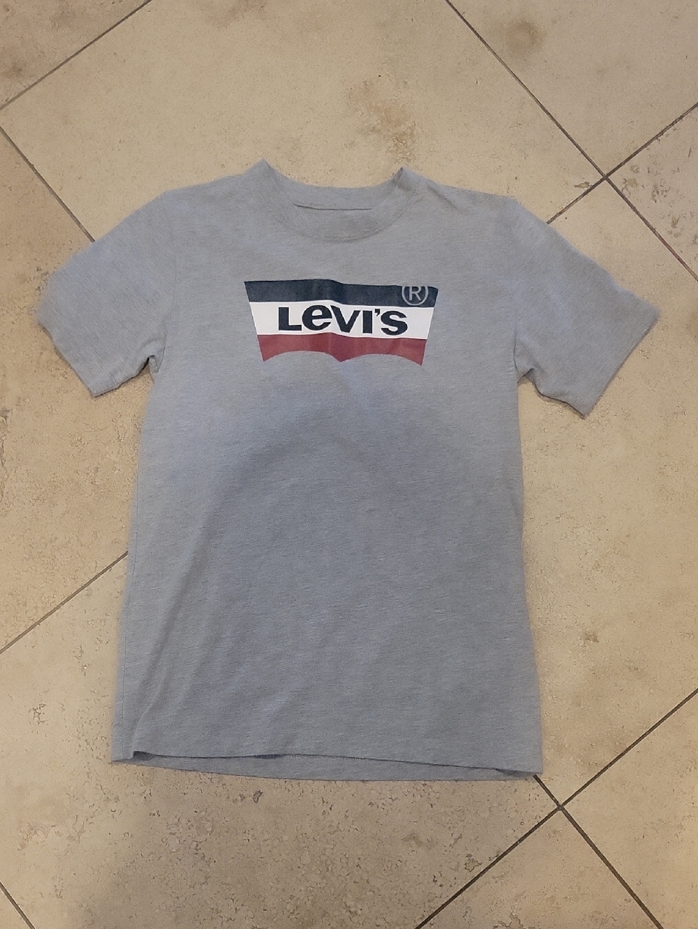 Levi's Light Gray Tee with Red & Navy Logo